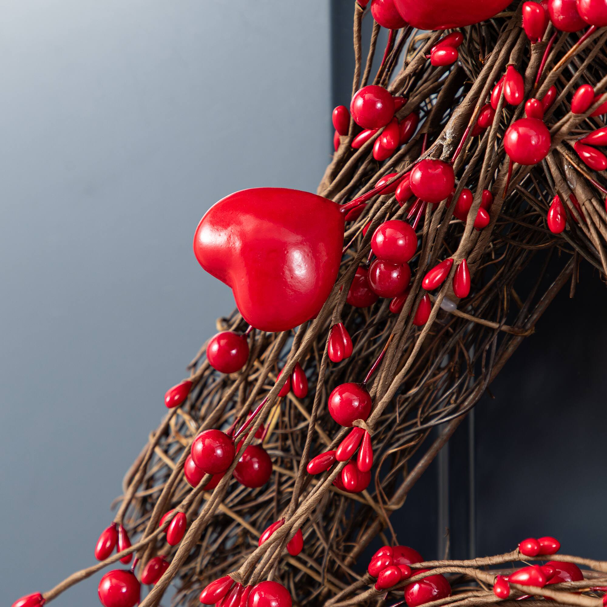 Glitzhome® 24" Red Valentine's XO Shaped Wreath